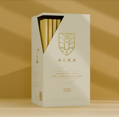 Sugarcane Drinking Straws - 20cm (pack of 250) by Alkademie - Alambika Canada