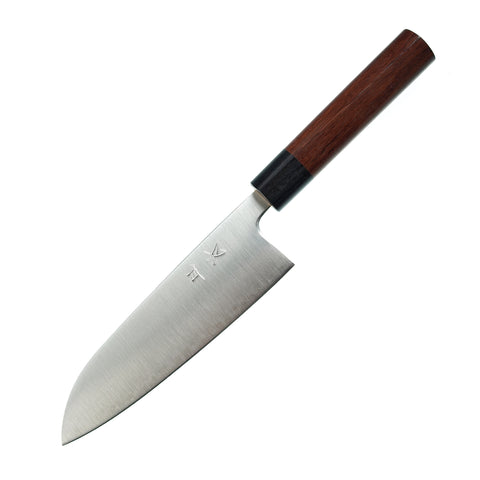 Akifusa Santoku Aogami-Super, Migaki, Rosewood Shinogi Handle - 165 mm by Akifusa - Alambika Canada