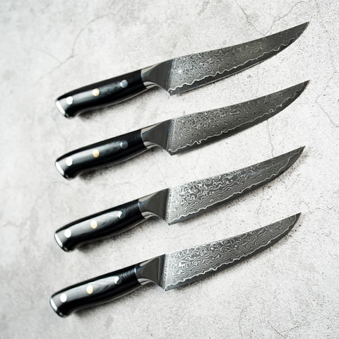 Steak Knife - Olive black Micarta handle - set of 4 by Alkademie - Alambika Canada