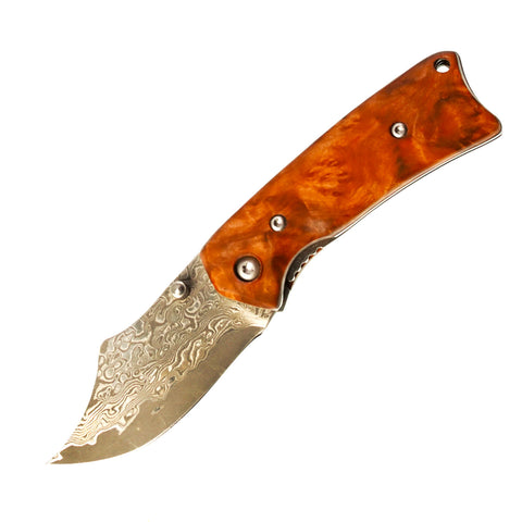 Folding Knife - Damascus Nama Rhino - Alambika Alambika Knives - Folding